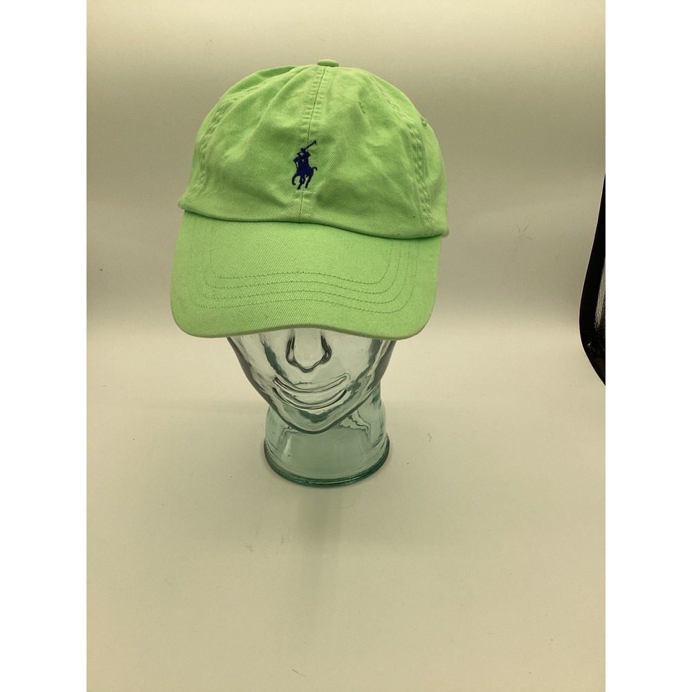 Vintage Polo Ralph Lauren Hat Cap Green Blue Pony One Size Strapback Mens 90s